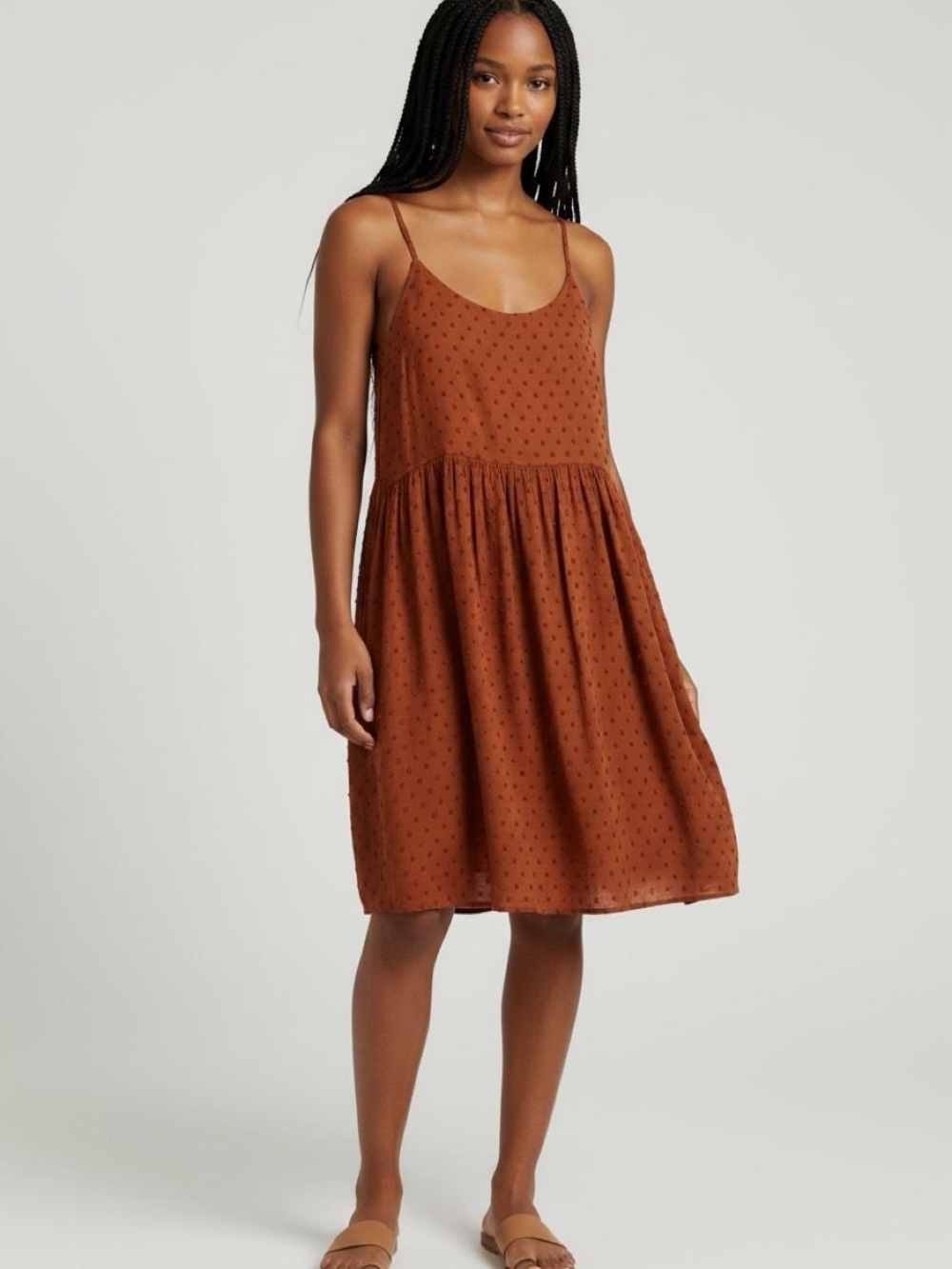 LOFT Rust Orange Swiss Dot Rayon Lined Spaghetti Strap Dress
Medium